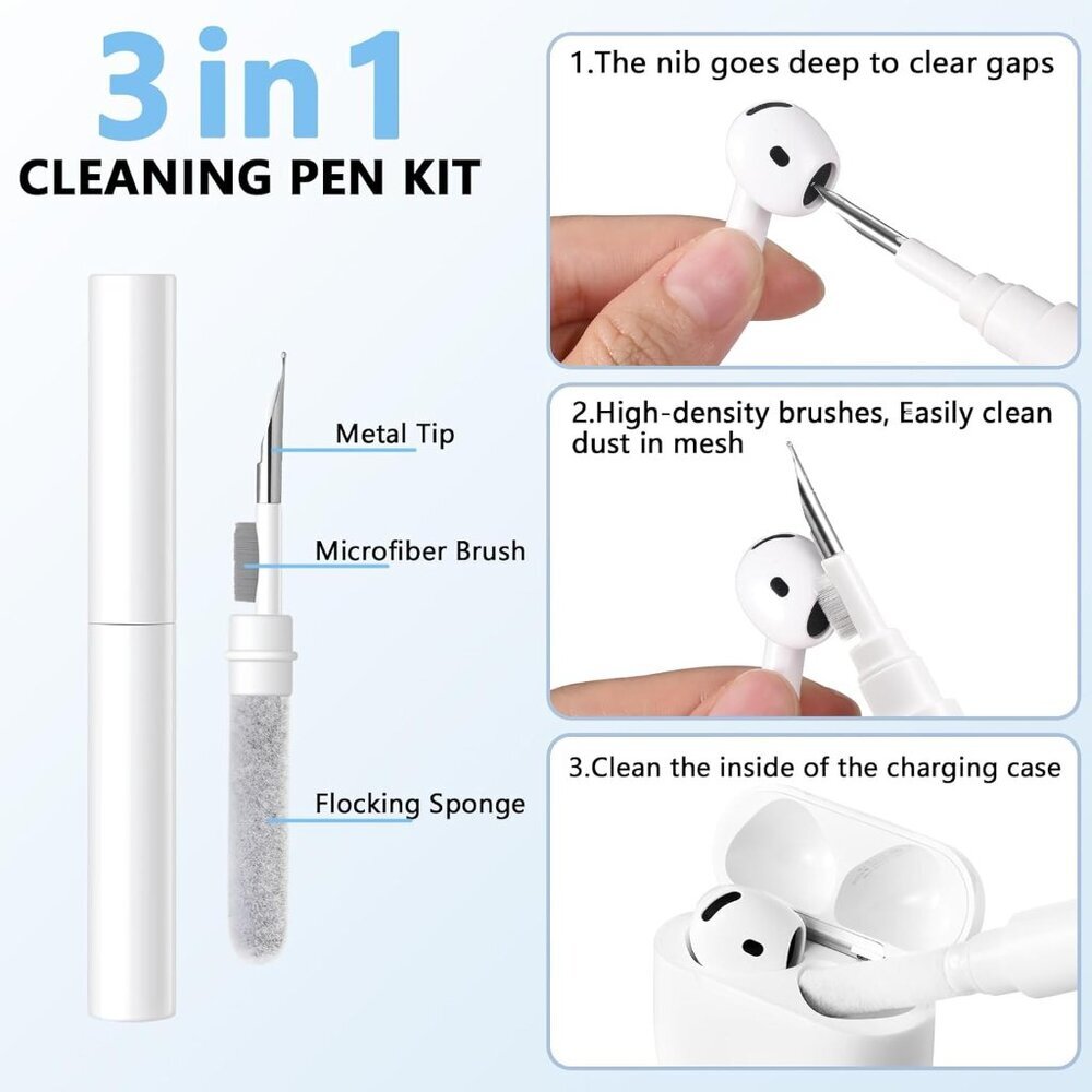 Women's Apple Airpods Flower Engraved Case Compatible Cleaner Kit Keychain Bag - Picture 4 of 9